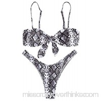 ZAFUL Womens Padded Knotted Snakeskin Print High Cut Bikini Set Two Piece Swimsuits Colormix B07MDZXKRQ